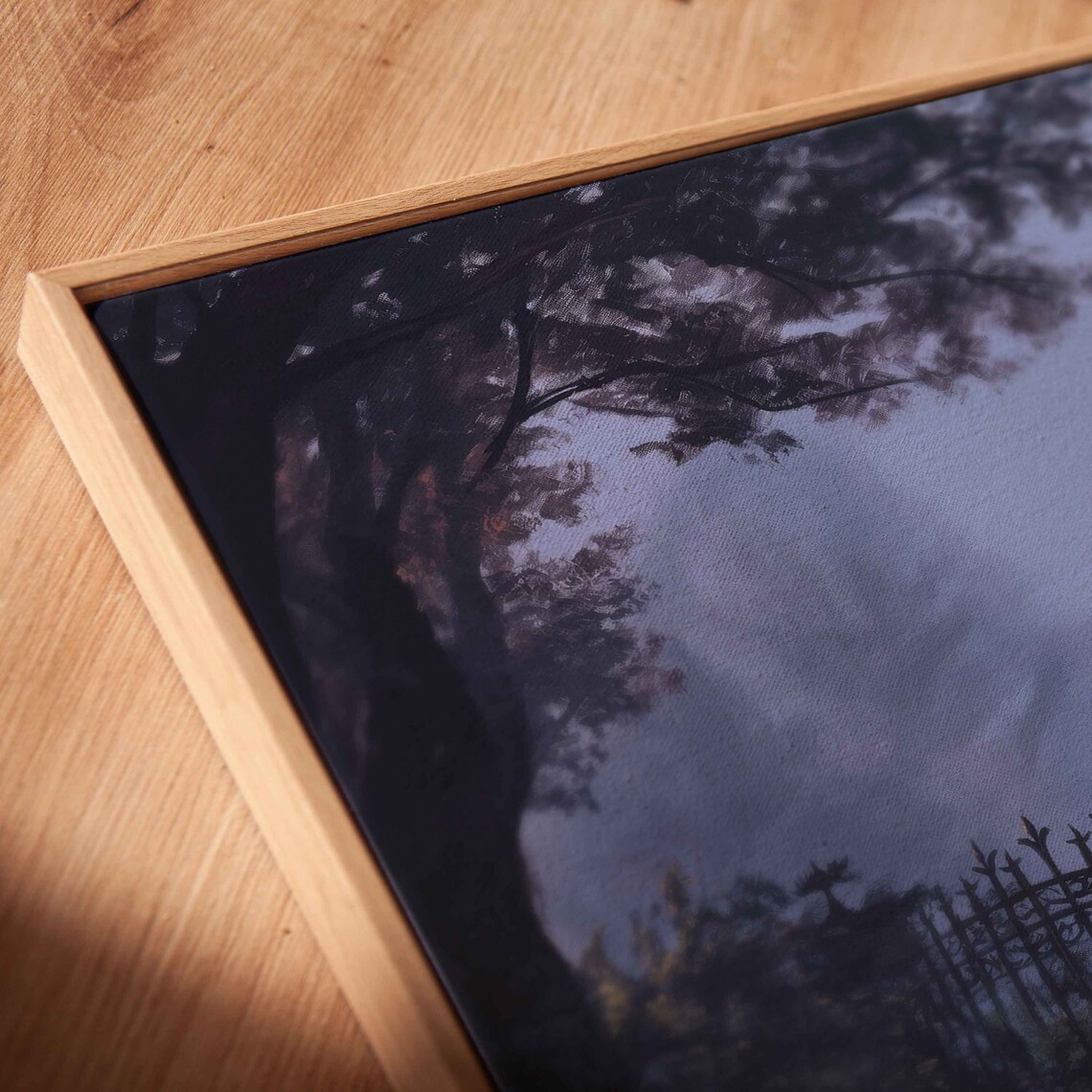 Old Eerie Mansion Behind Iron Gate At Misty Twilight In Overgrown Garden Print - Image 2