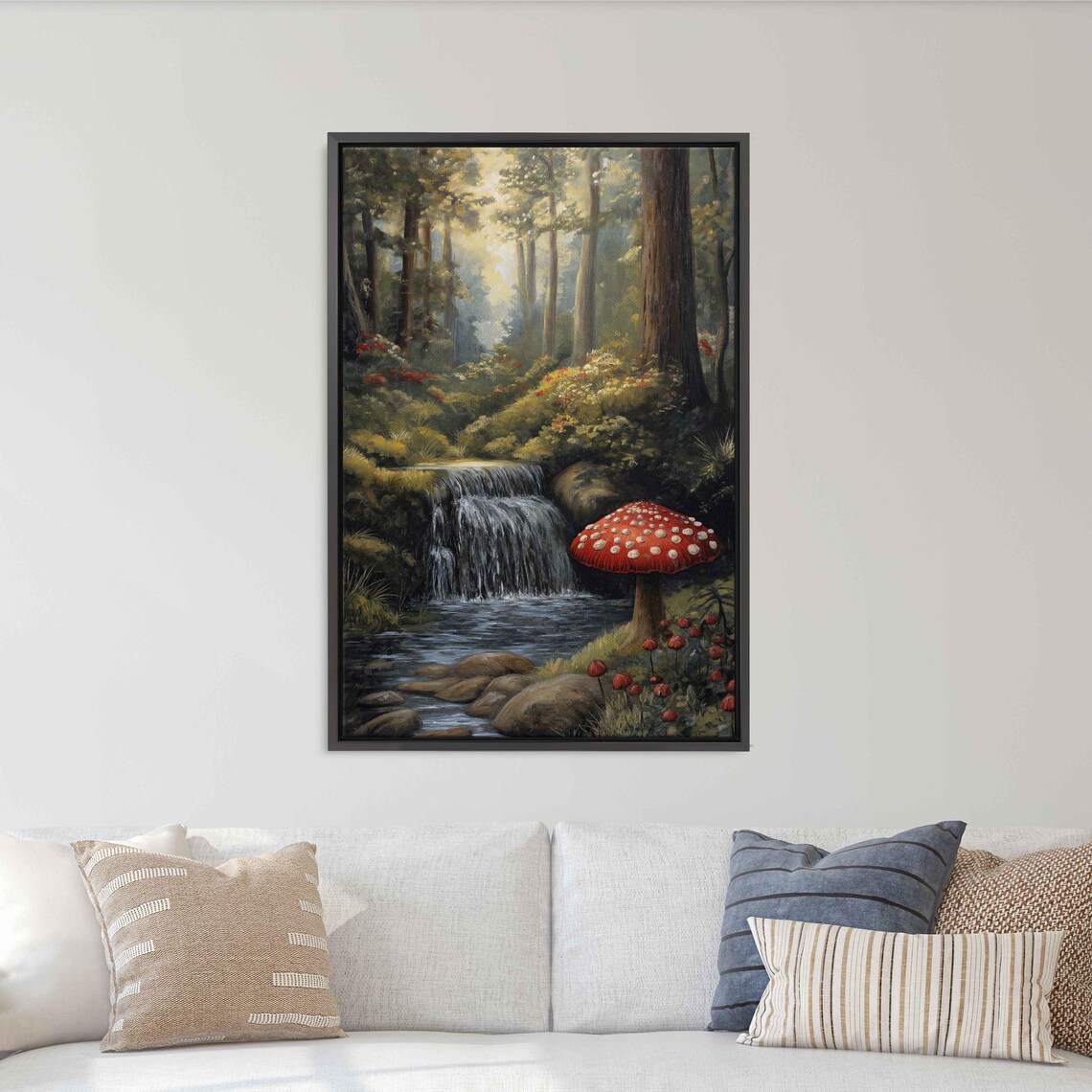 Serene Enchanted Glen Wall Art Print Fairy Tale Trees Gentle Waterfall Crystal Clear Pool - Image 3
