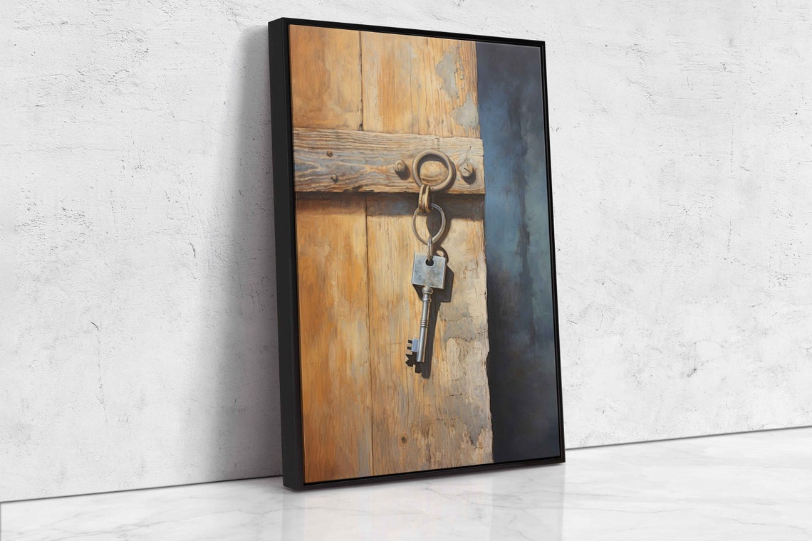 Rustic Key Hanging On Barn Door Wall Art Print Old Farmhouse Worn Down Barn Ready To Hang - Image 4
