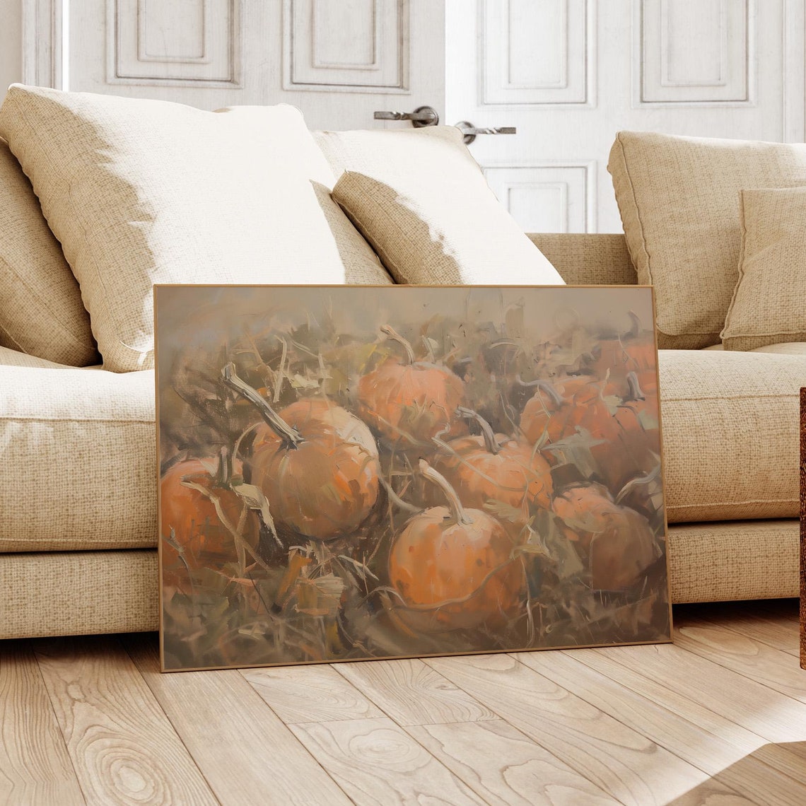Pumpkin Patch Harvest Painting Orange Pumpkins Fall Autumn Art Poster