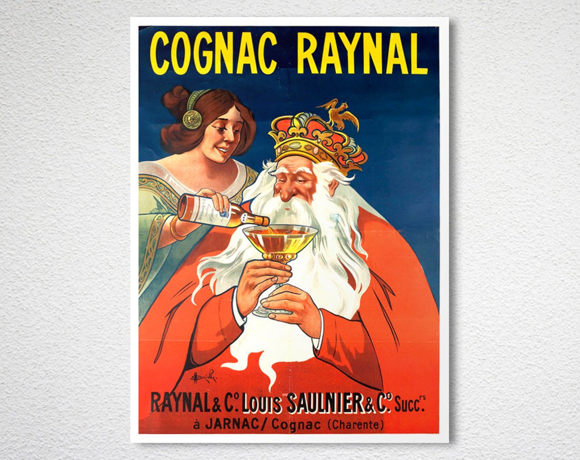 Cognac Raynal Crowned King Pour Vintage French Brandy Ad Poster - Image 2