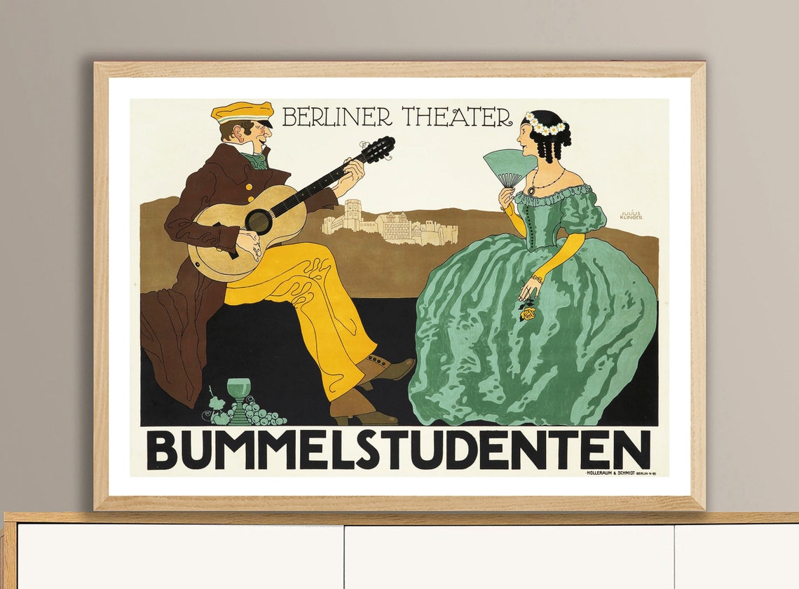 Berliner Theater Bummelstudenten Julius Klinger Vintage Theater Poster