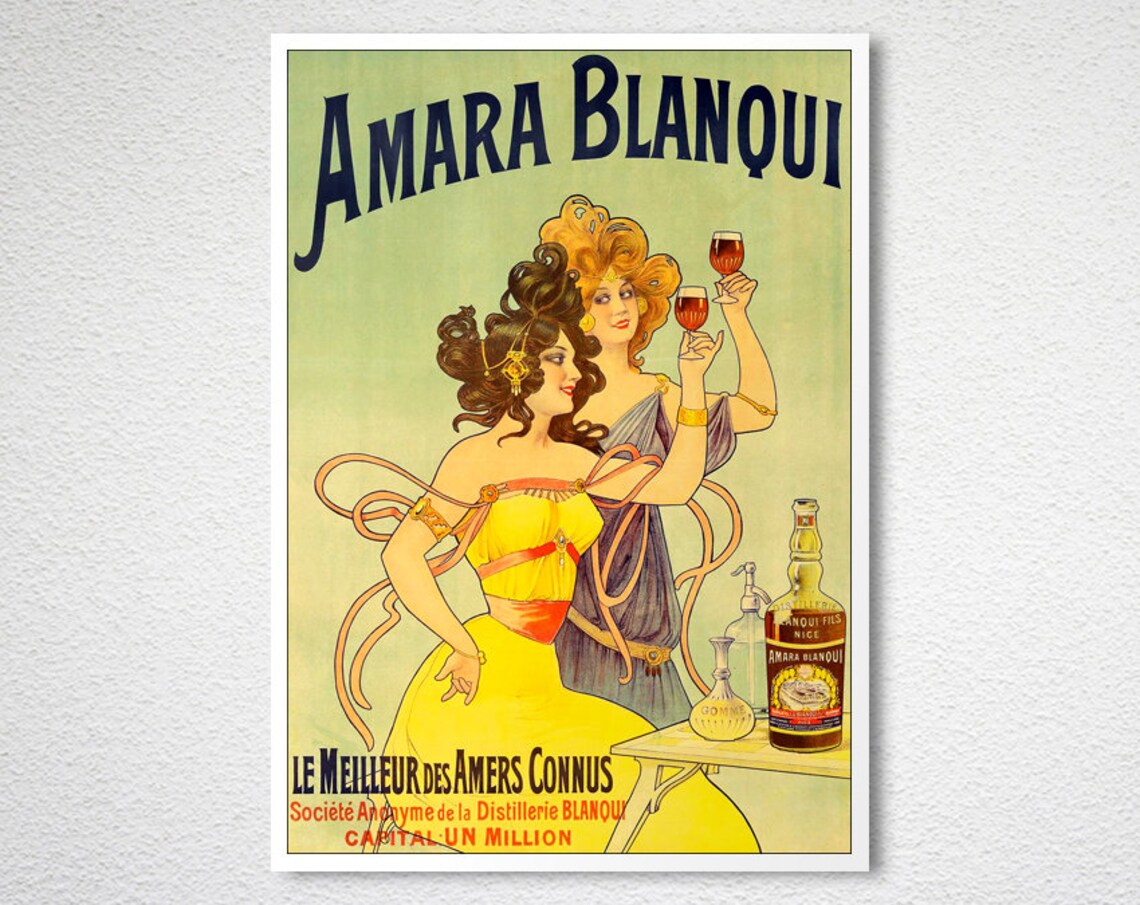 Amara Blanqui French Vintage Advertising Poster Toasting Women Art - Image 2