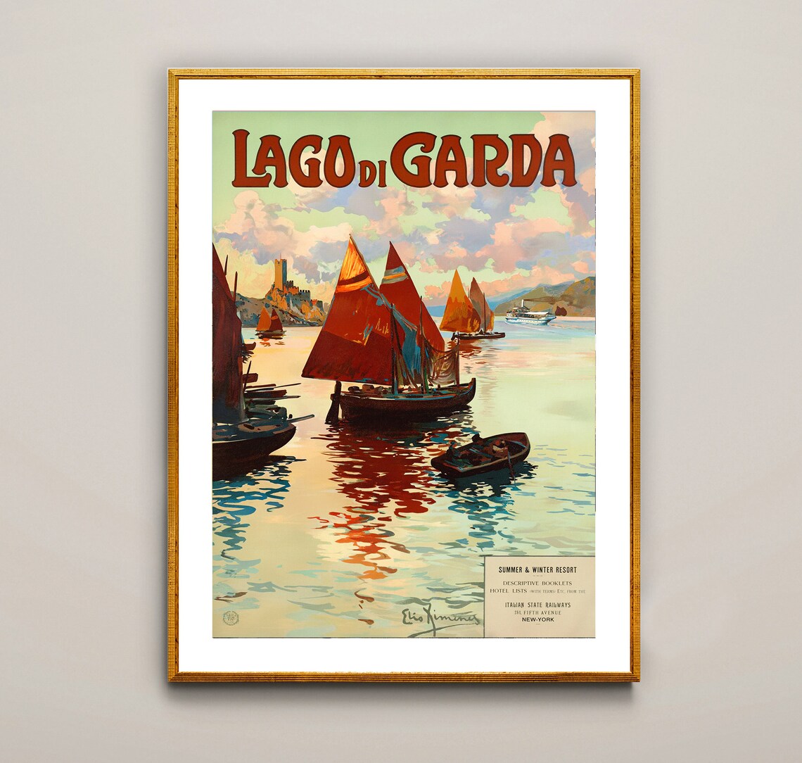 Lago Di Garda Italy Vintage Travel Poster, Art Print - Image 2