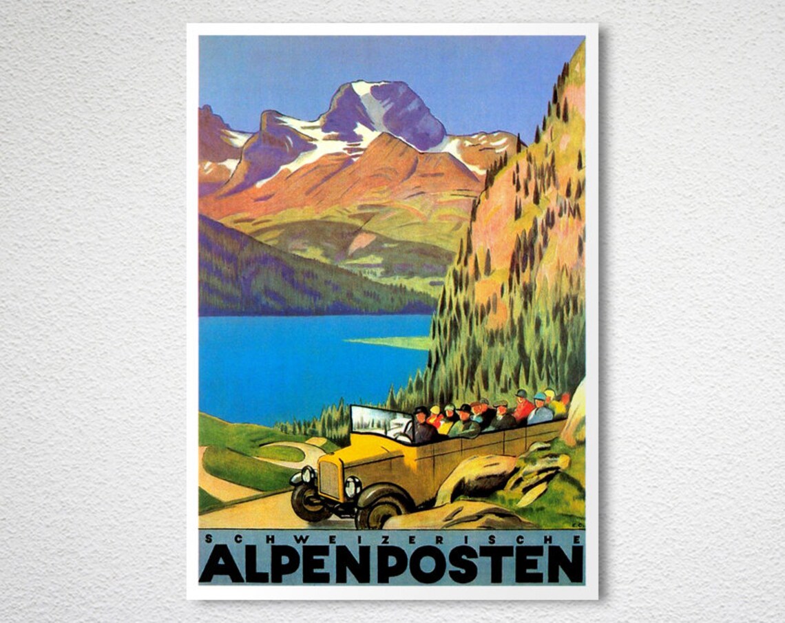 Schweizerische Alpenposten Swiss Alpine Bus Vintage Travel Poster - Image 2