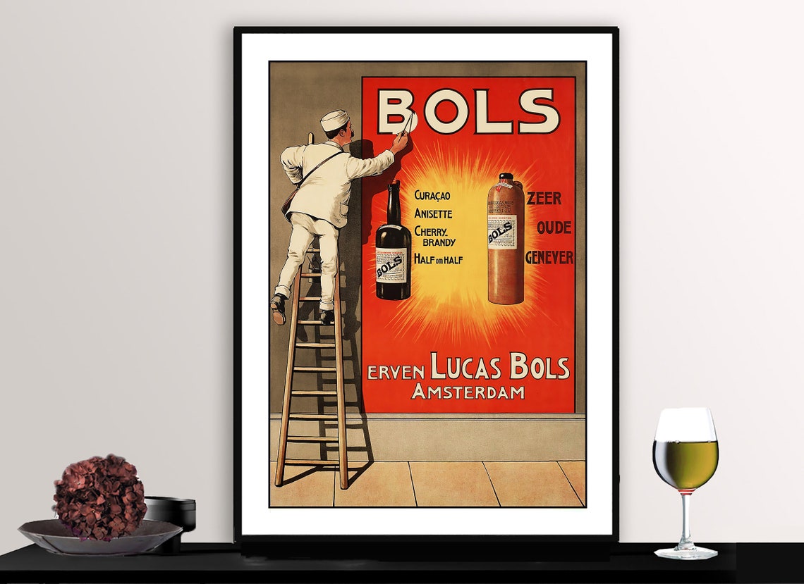 Erven Lucas Bols Amsterdam Dutch Genever Vintage Liquor Poster