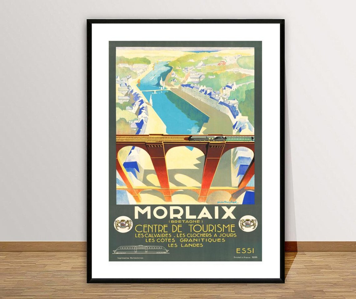 Morlaix Brittany France Viaduct Railway Tourism Vintage Travel Poster - Image 3