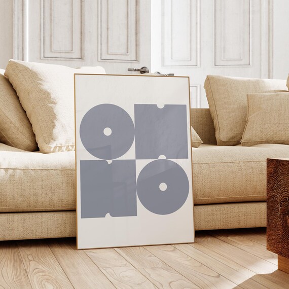 Oh No Wall Art Lilac Blue White Quote Print Typography Poster Minimalist Print Trendy Aesthetic Room Decor Retro Style Wall Design