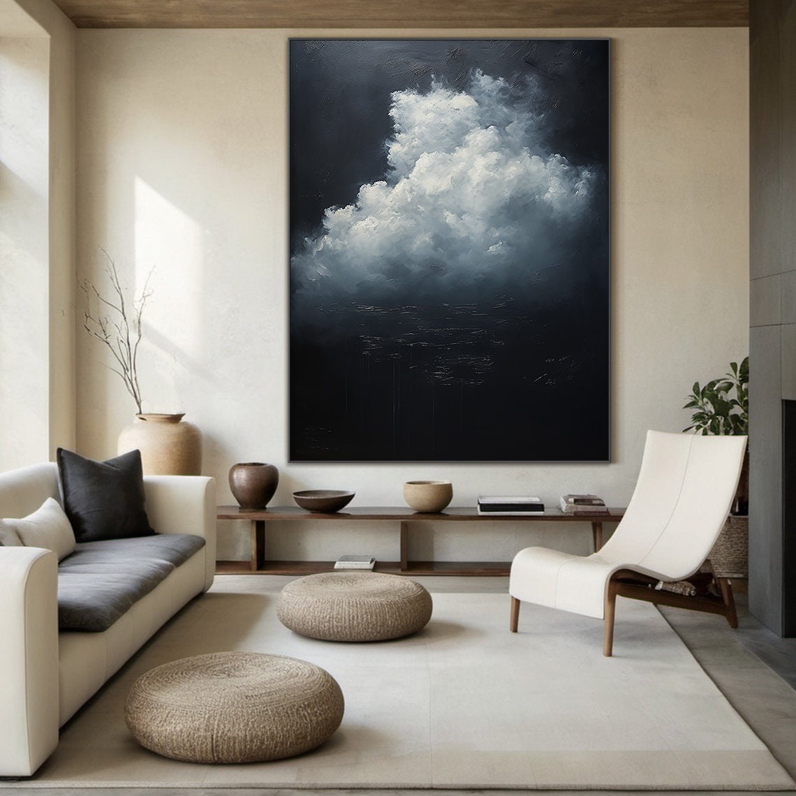 Original Landscape Oil Painting Abstract Art Nature Home Decor White Clouds Oil Painting Wall Art Handmade Gift - Image 5