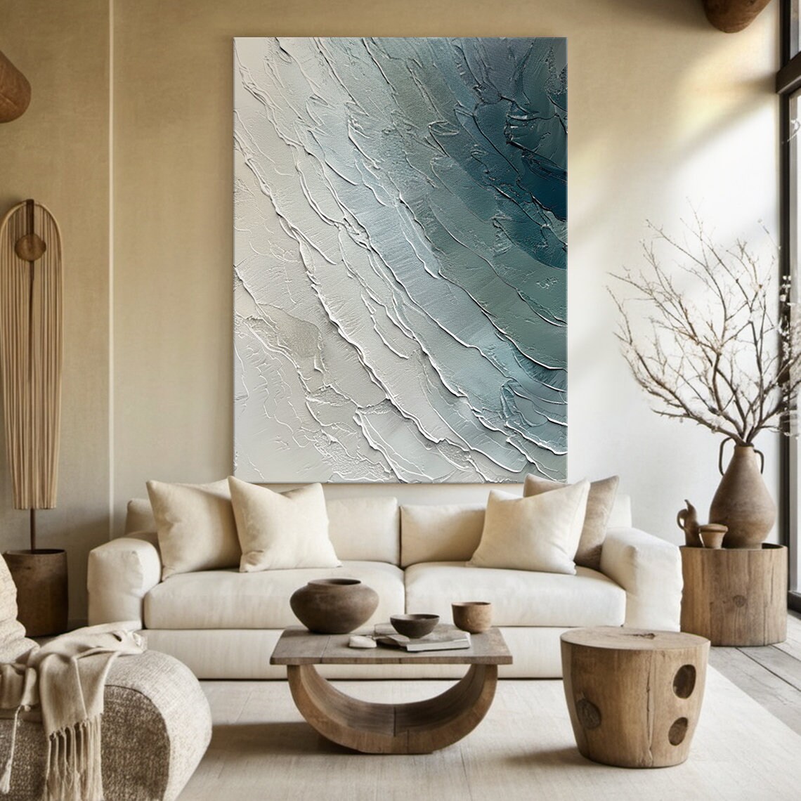 Ocean Waves Abstract Painting, Modern Beach Wall Art - Image 6