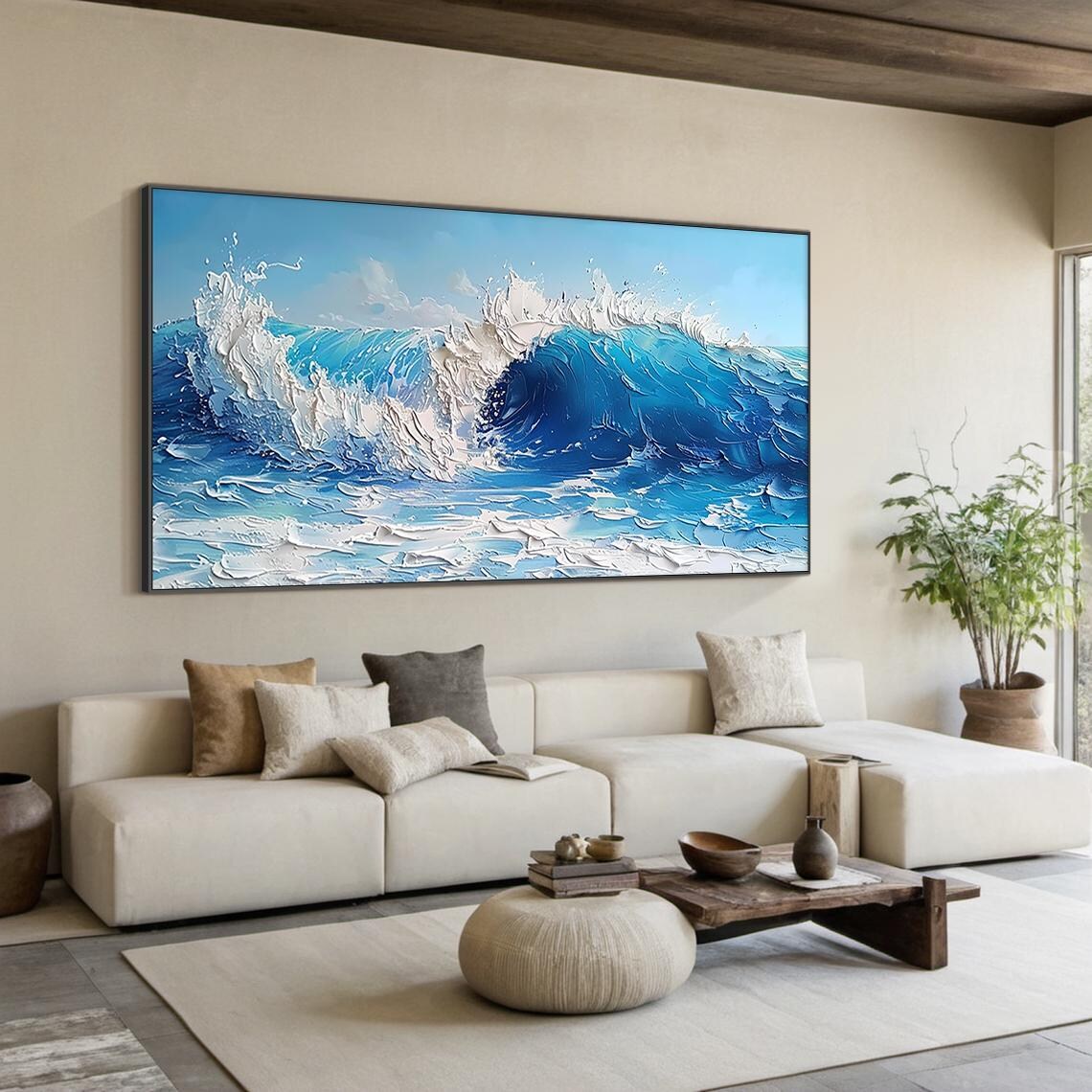 Blue Raging Ocean Waves Abstract Art Print - Image 4