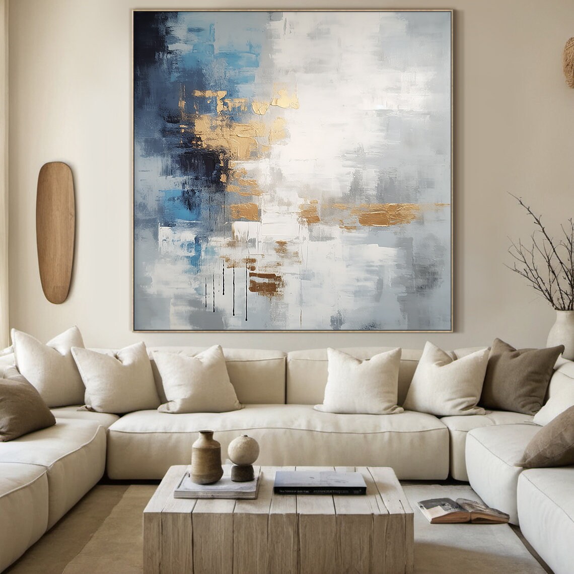 Grey and White Abstract Painting, Minimalist Art Print - Image 4