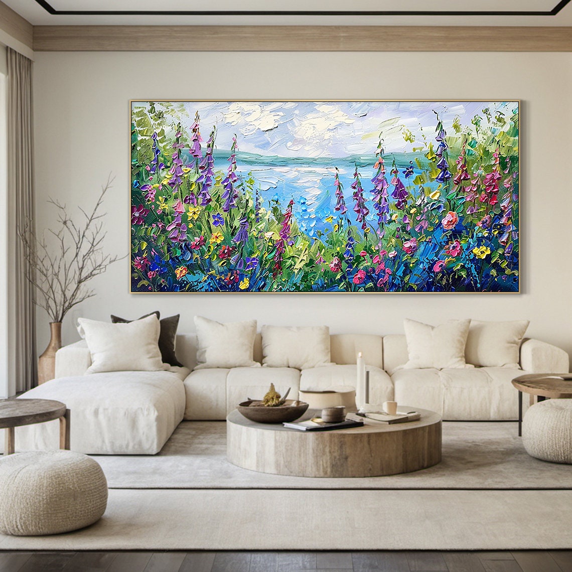 Colorful Wildflower Meadow Lakeside Bloom Impasto Floral Poster - Image 5
