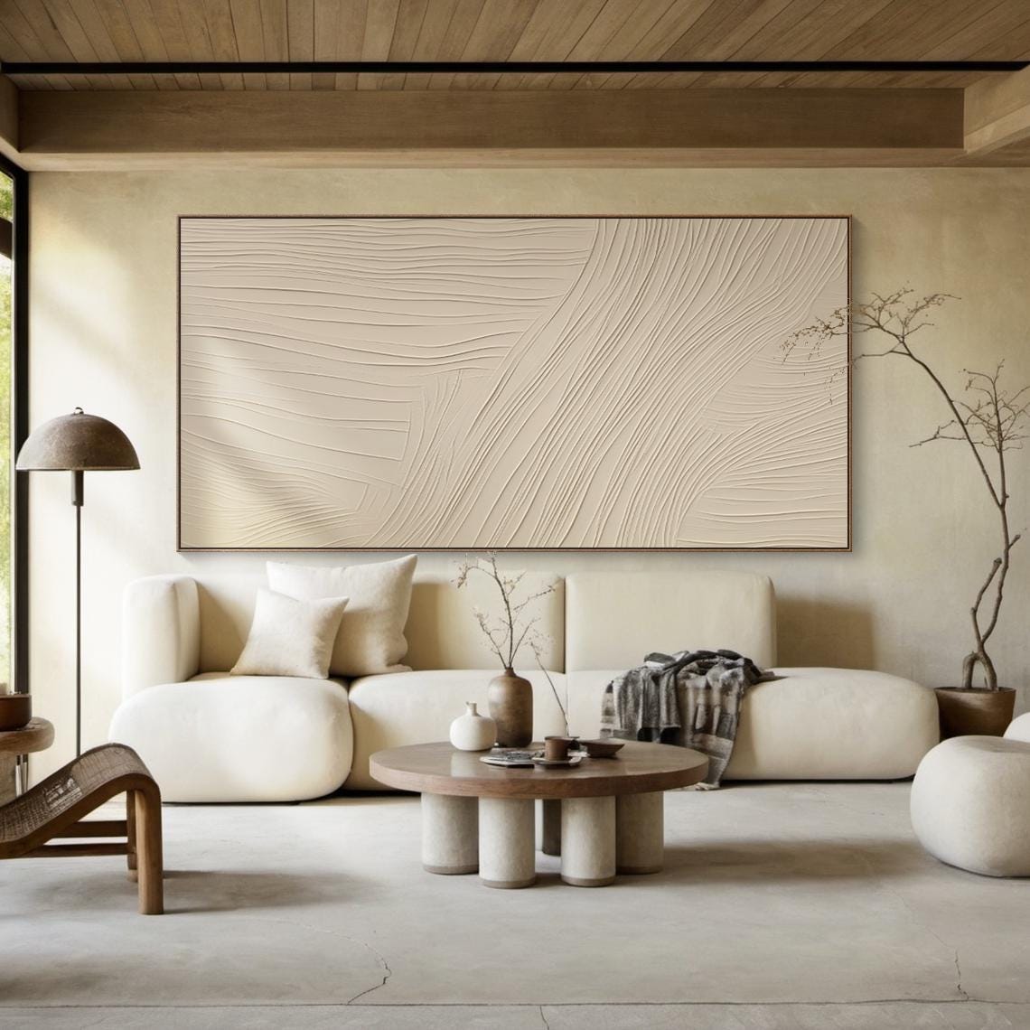 Beige Wabi Sabi Wall Art Beige Abstract Painting Large Beige Simple Wall Art Beige Textured Art Modern Stylish Decor - Image 6