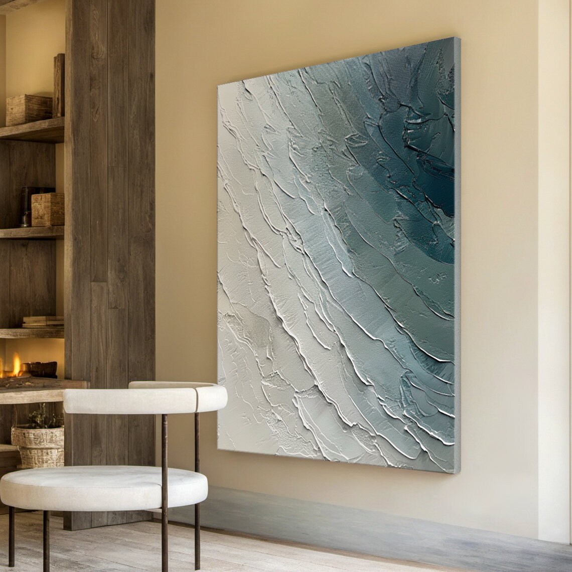 Ocean Waves Abstract Painting, Modern Beach Wall Art - Image 5