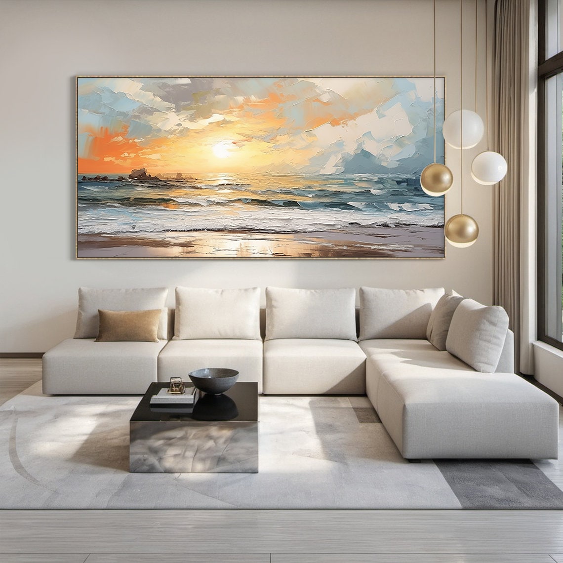 Seaside Sunrise Ocean Waves, Abstract Art Print - Image 6