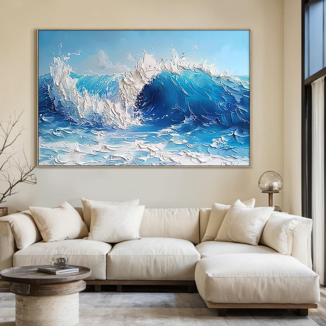 Blue Raging Ocean Waves Abstract Art Print - Image 2