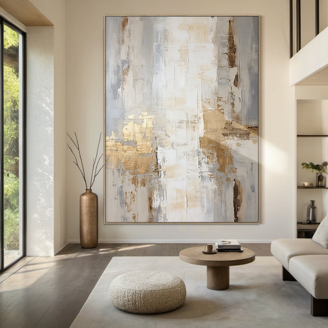 Wabi Sabi Abstract Texture Art Print, White and Orange