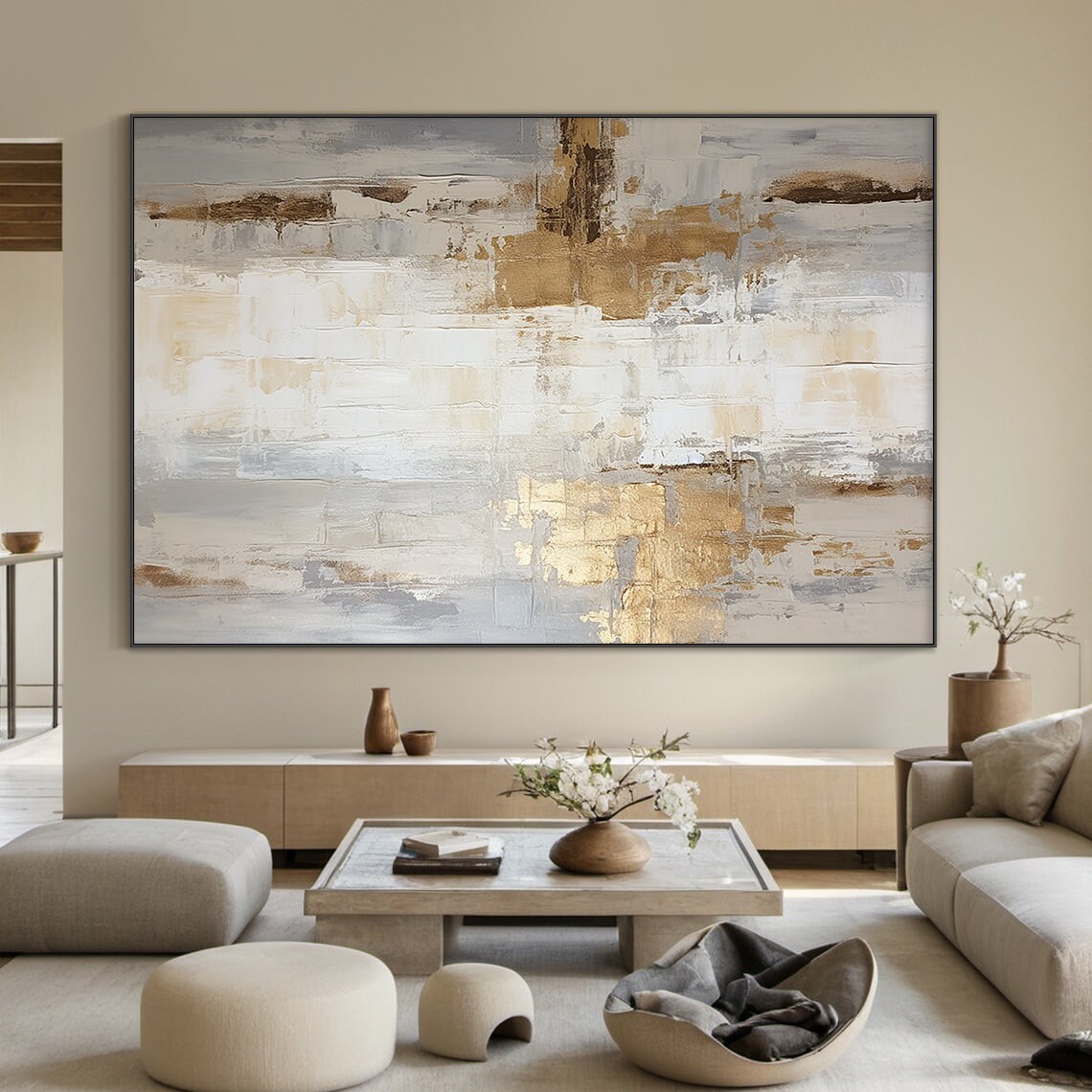 Wabi Sabi Abstract Texture Art Print, White and Orange - Image 2