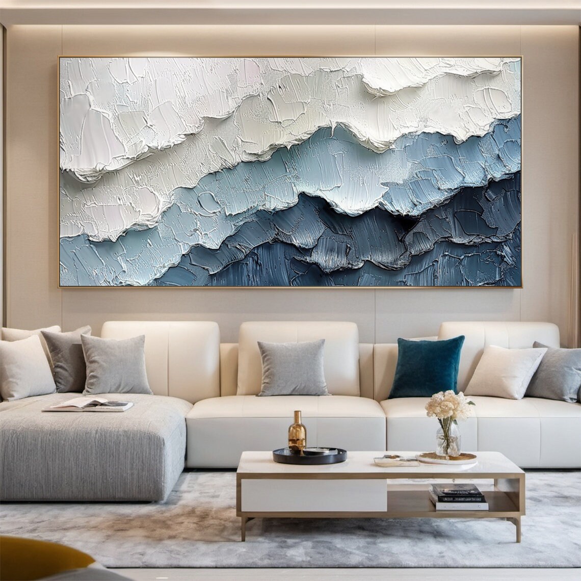 Seaside Abstract Oil Painting, Coastal Beach Art Print - Image 2
