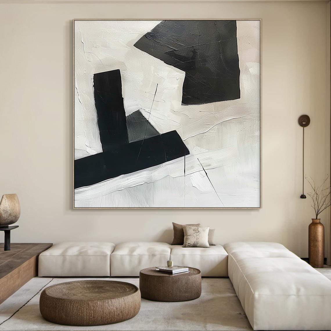 Black White Bold Geometric Shapes Abstract Minimalist Modern Wall Art - Image 4