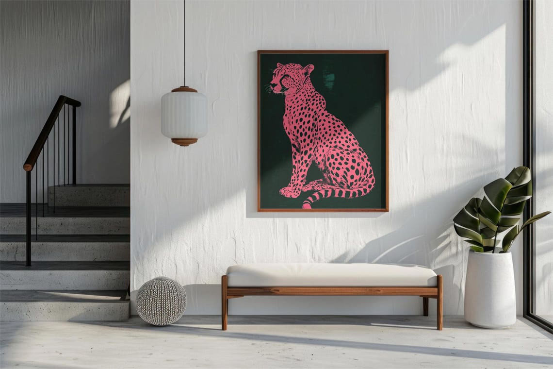 Pink Cheetah Preppy Poster Print for Girls' Decor - Image 2