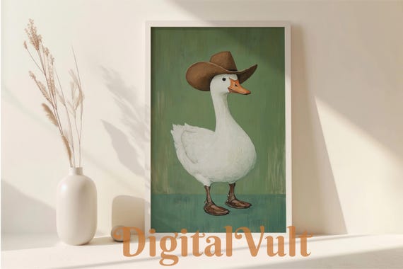 Silly Cowboy Goose Boho Print Western Nursery Wall Art Boho Cowboy Wall Art Boy Room Animal Wall Decor Boys Wall Art