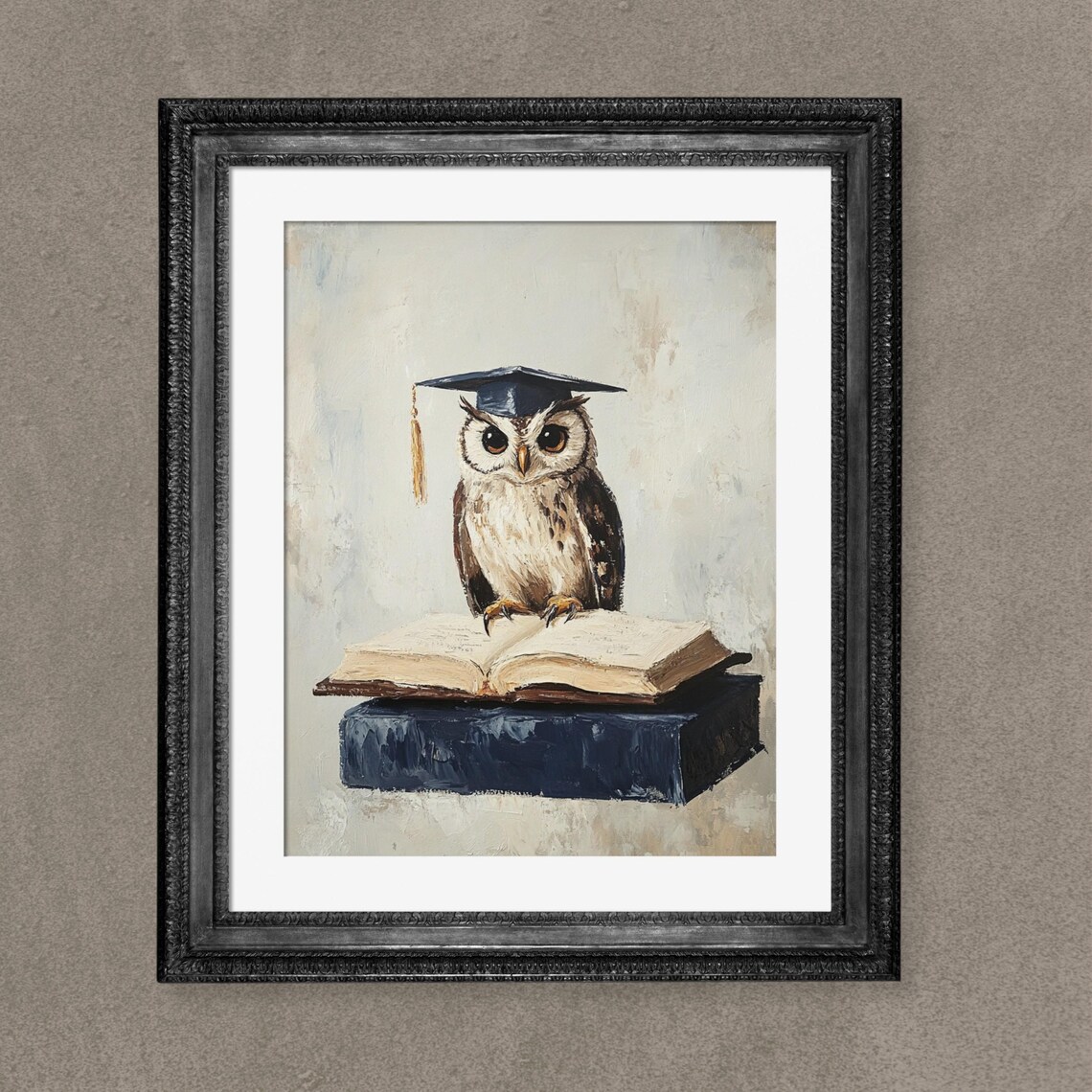 Graduation Owl Art Print, Rustic Animal Decor