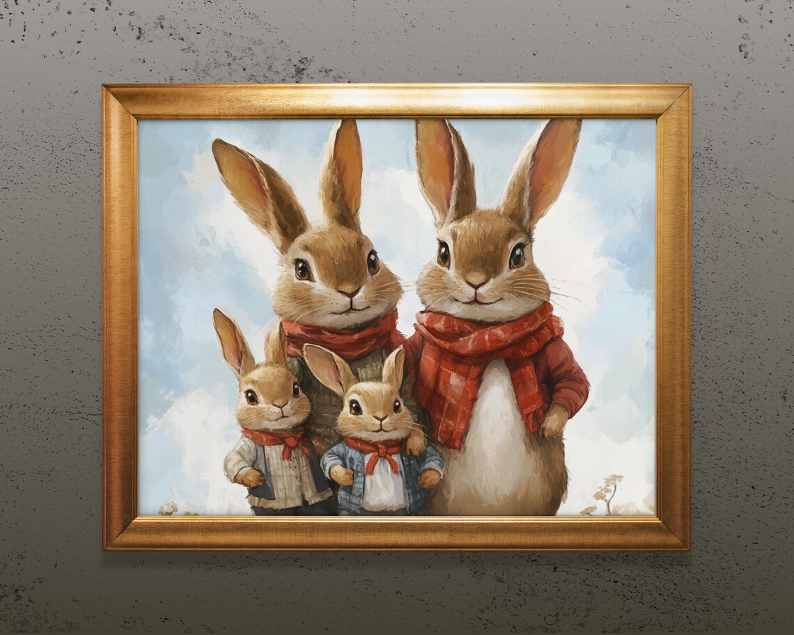 Cute Easter Bunny Family, Nursery Decor Art Print - Image 3