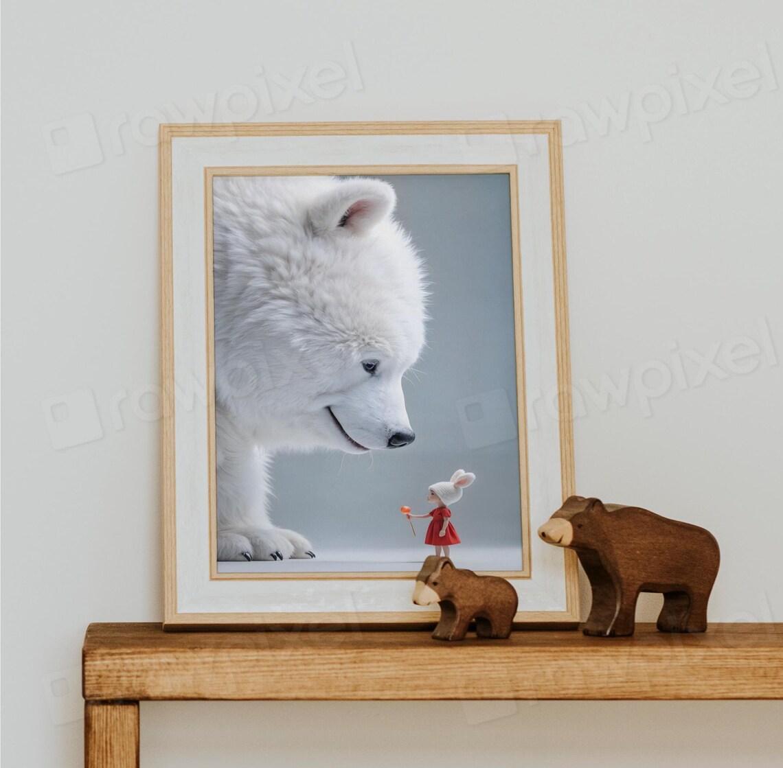 Giant Fluffy White Bear Nose to Nose with a Little Girl Poster - Image 6