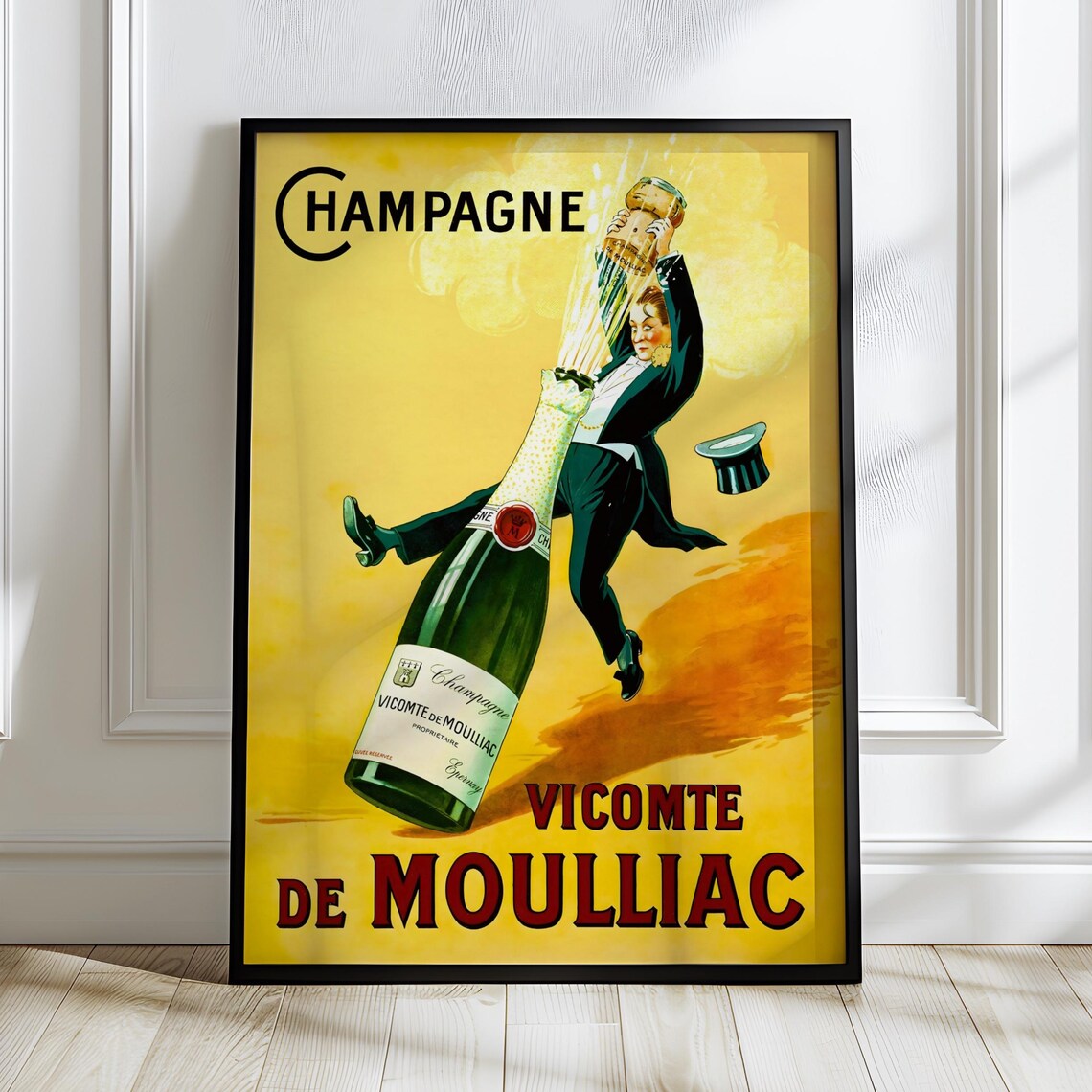 Vicomte De Moulliac Vintage French Champagne Poster