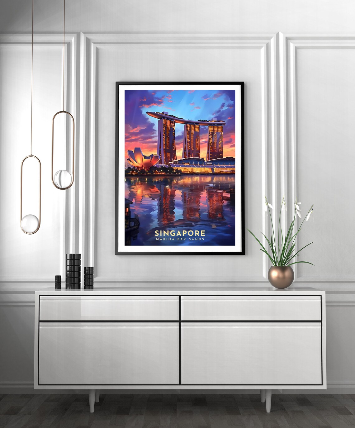 Singapore Travel Poster, Marina Bay Sands Art Print - Image 2