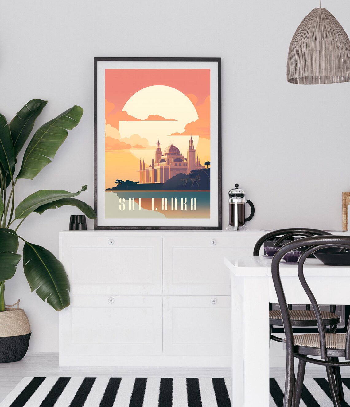 Sri Lanka Grand Mosque Golden Sunset Tropical Island Travel Poster - Image 2
