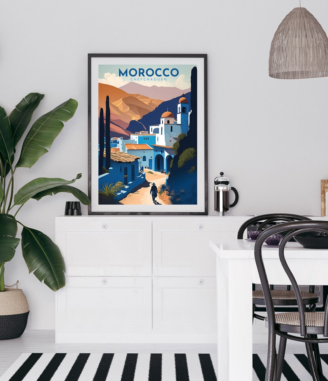 Morocco Travel Poster, Chefchaouen Retro Wall Art - Image 2