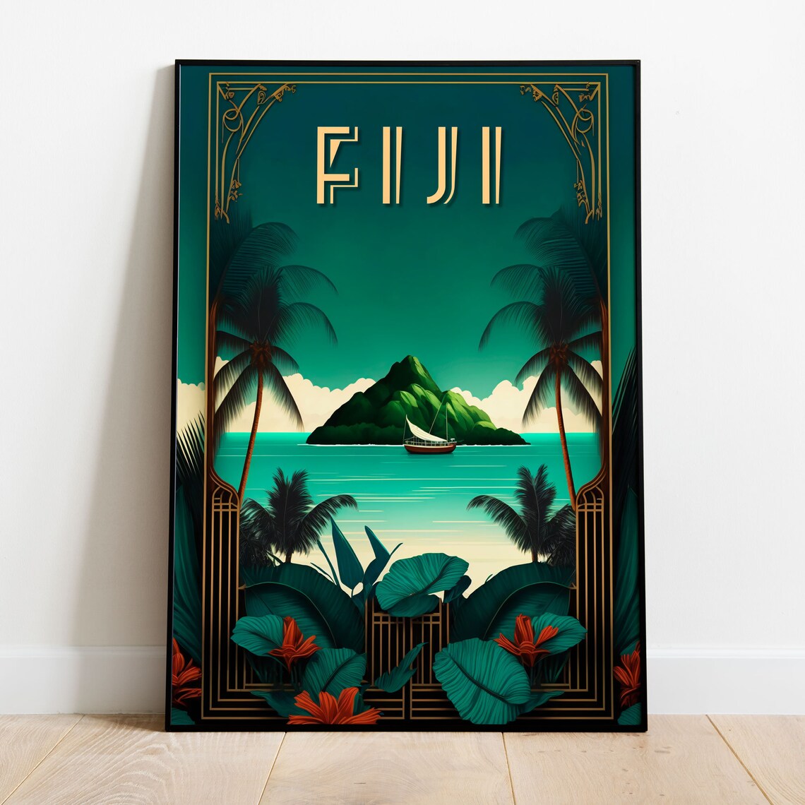 Fiji Art Deco Travel Poster Print