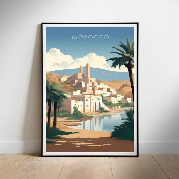 Printable Wall Art Morocco Retro Travel Poster Instant Hanging Decor New Home Gift