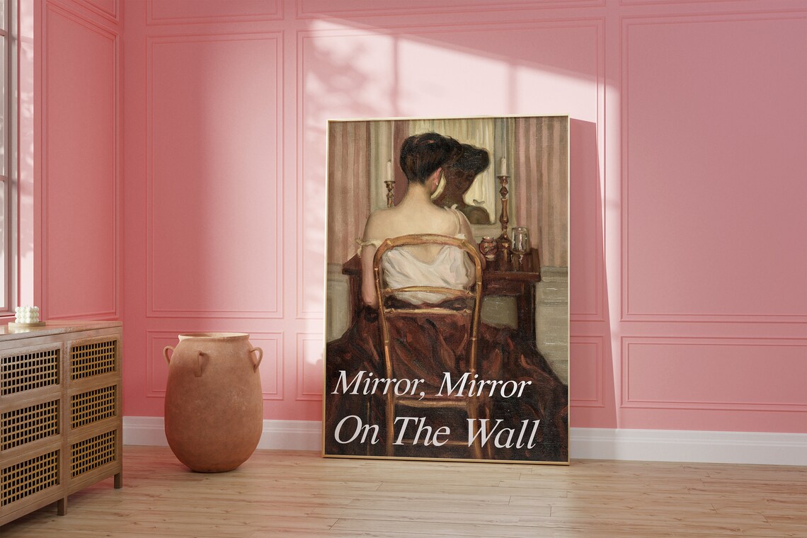 Mirror Mirror On The Wall Altered Vintage Oil Painting Funny Poster - Image 5