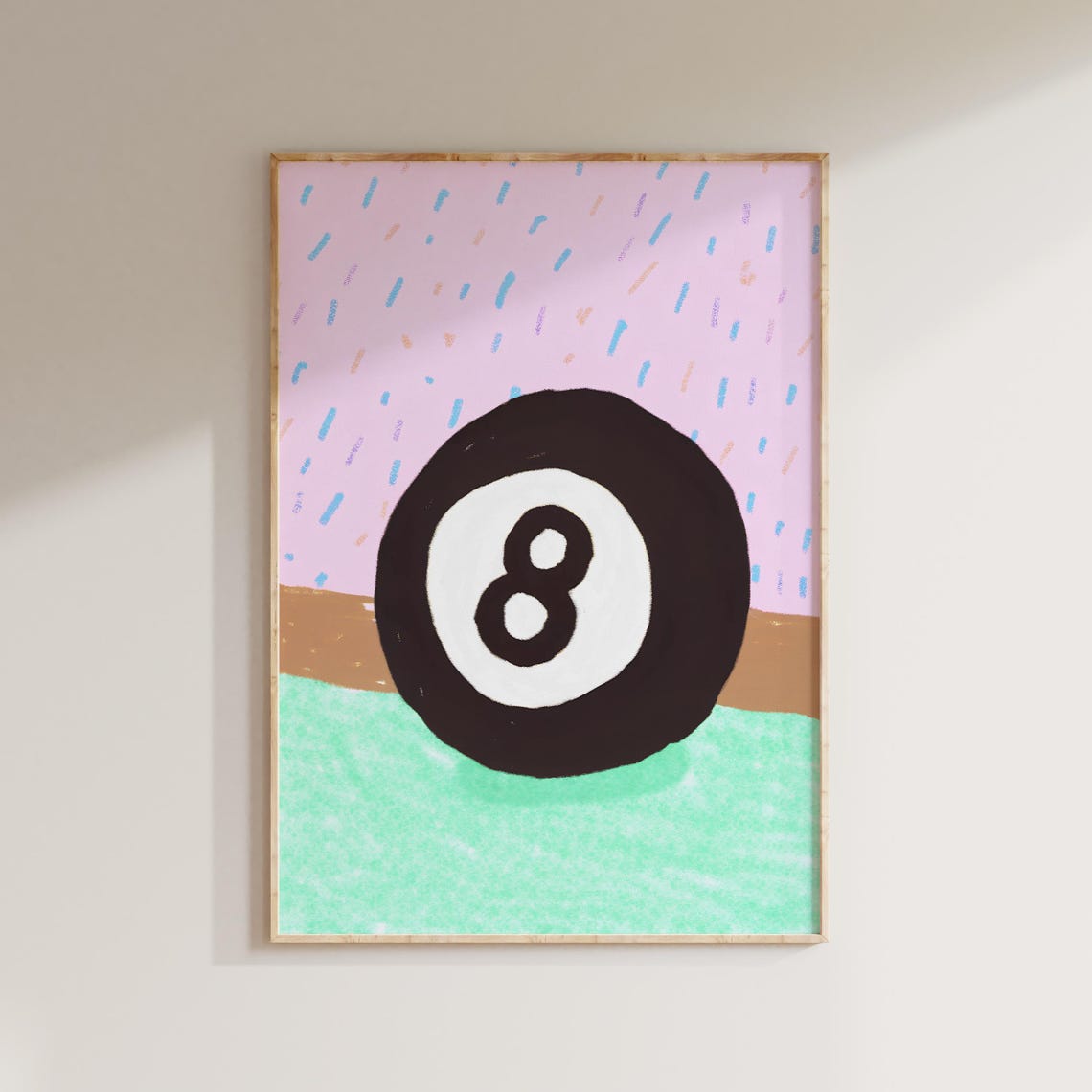 Pastel 8 Ball Pool Print on Pink and Mint Maximalist Eclectic Wall Art - Image 2