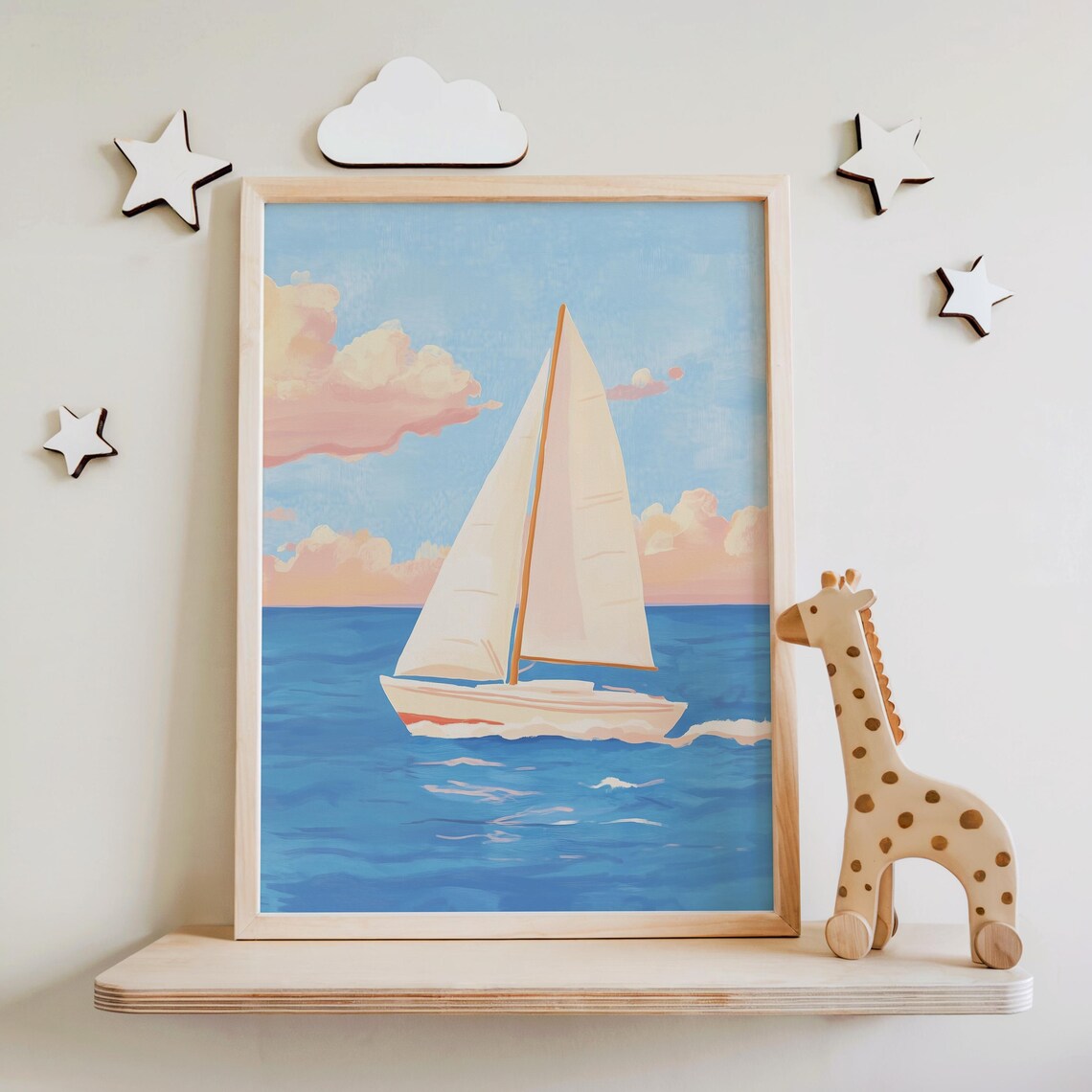 Nursery Sailboat Blue Ocean Kids Room Nautical Children Room Poster - Image 3
