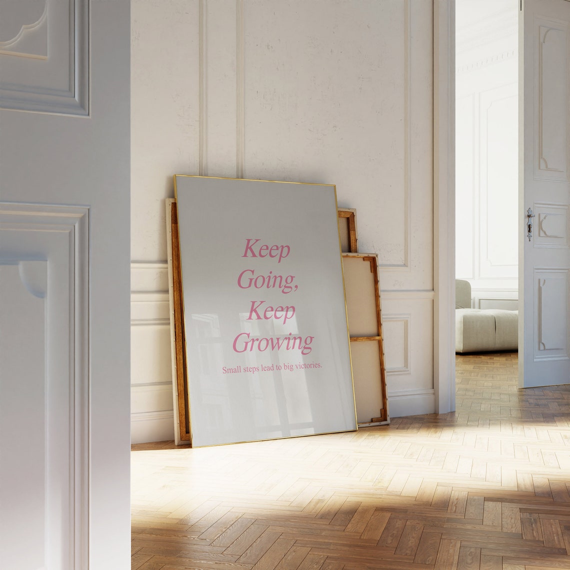 Keep Going Keep Growing Pink Motivational Quote Typography Poster - Image 3