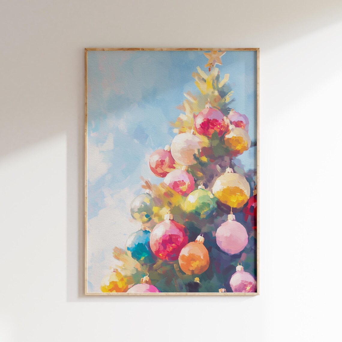Christmas Tree Ornaments Pastel Painting Art Print - Image 2