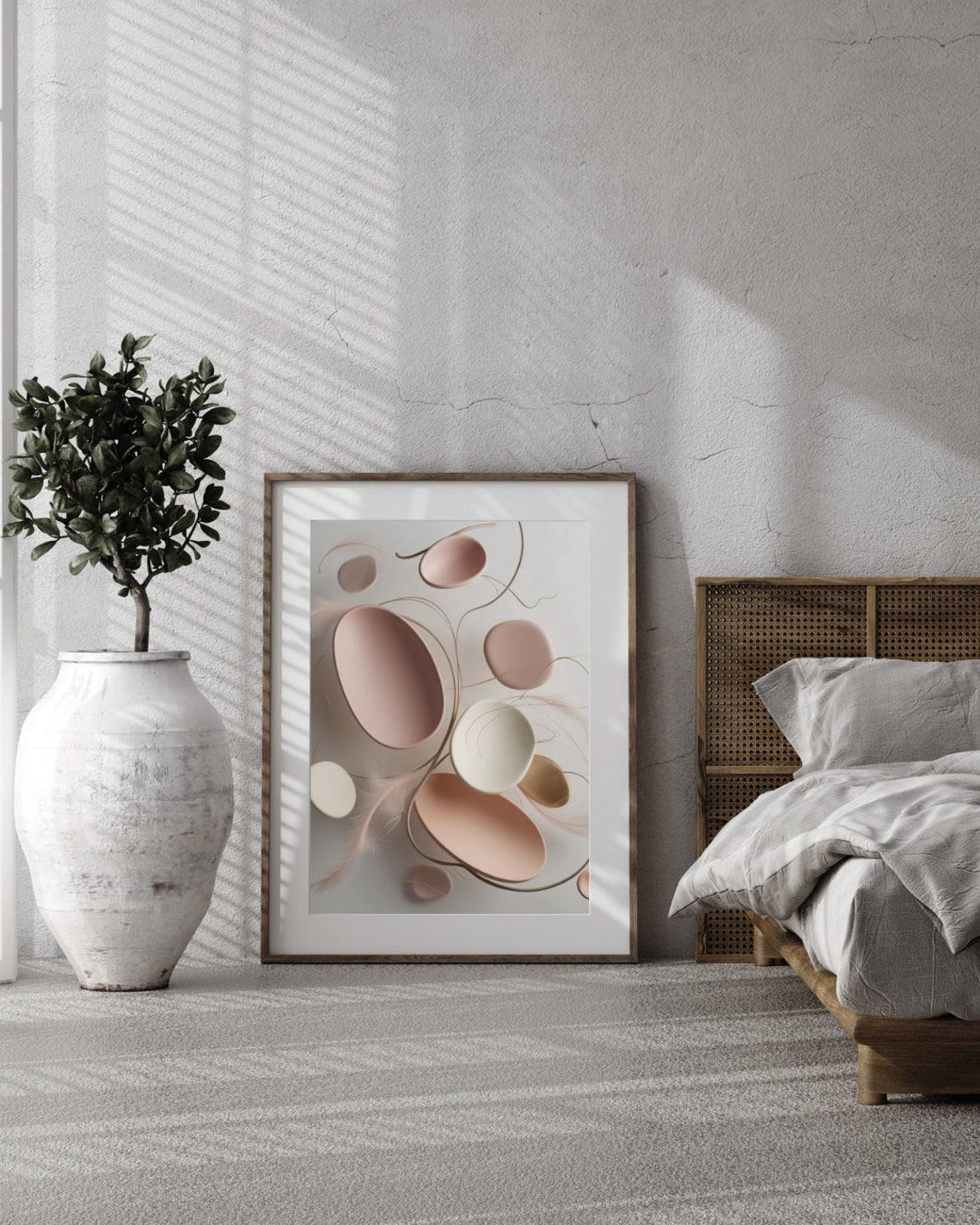 Soft Blush Pink Organic Shapes Modern Minimalist Calm Wall Art