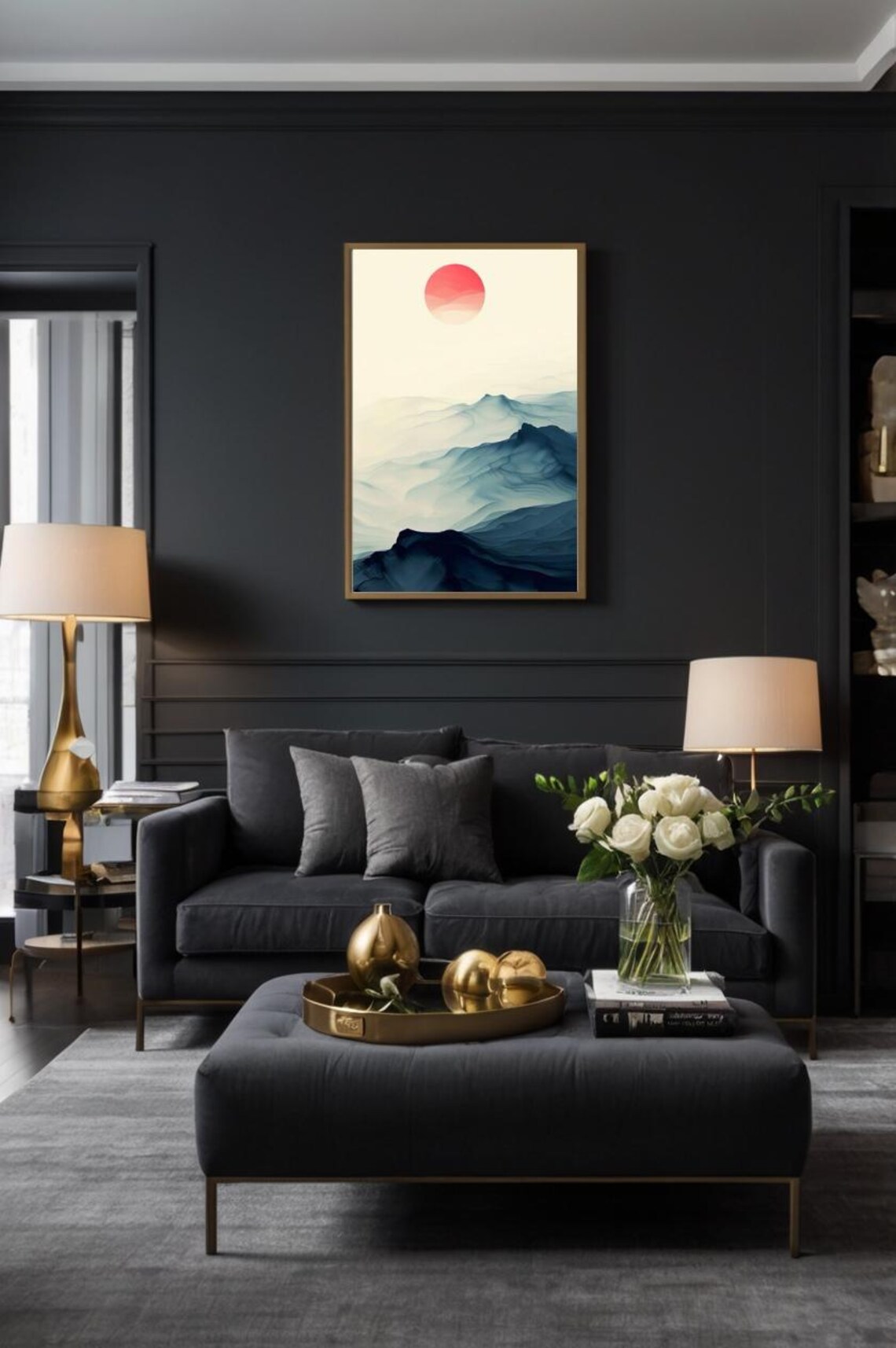 Sunset Mountain, Minimalist Nature Art Print - Image 2