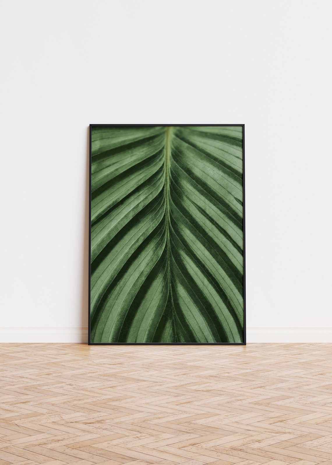 Green Palm Leaf Macro Tropical Botanical Photography Decor Poster