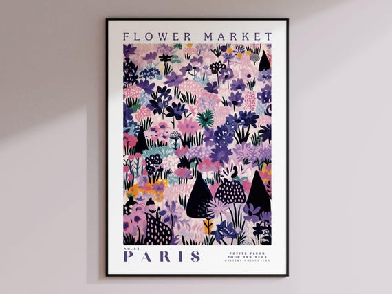 Flower Market Paris, France Travel Botanical Art Print