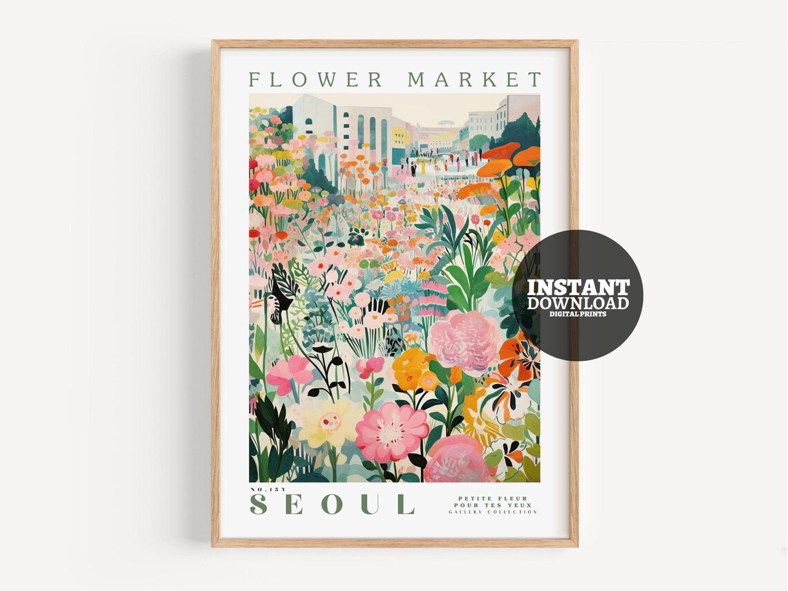 Flower Market Seoul Botanical Poster Print
