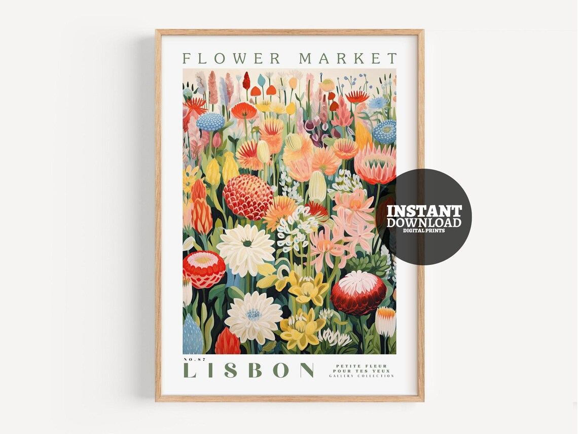 Flower Market Lisbon Botanical Art Print