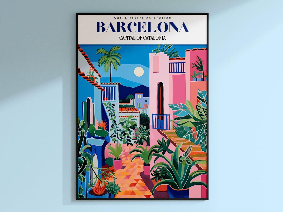Barcelona Travel Poster, Spain City Poster