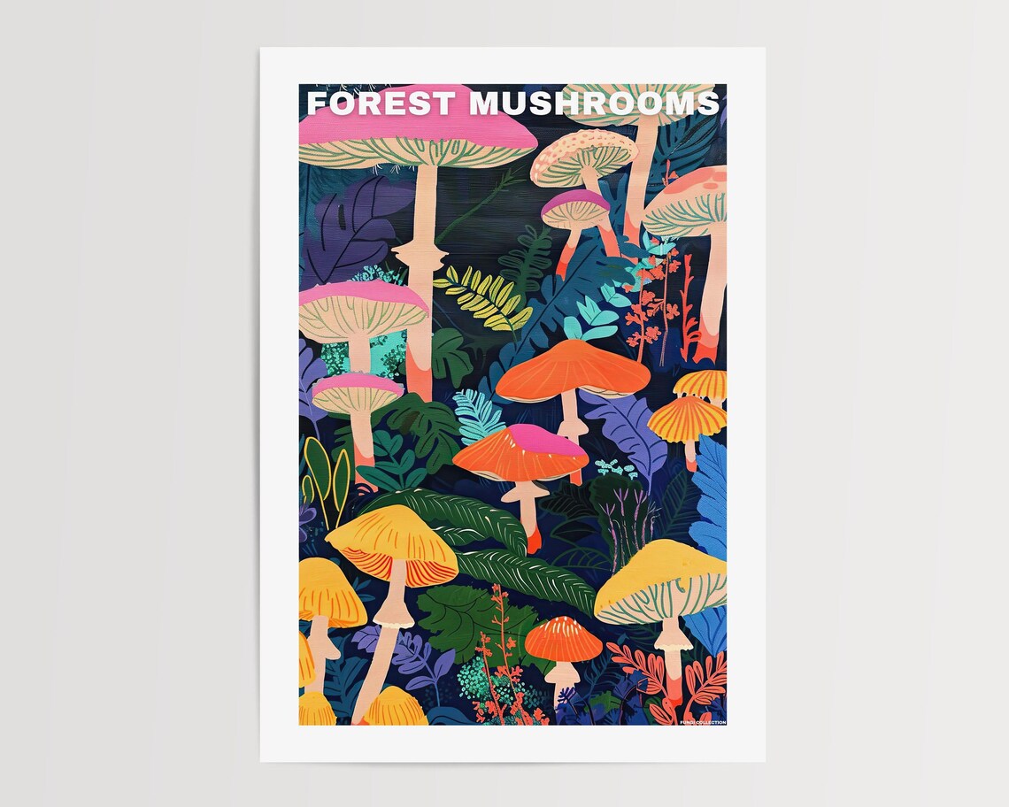 Vintage Mushroom Illustrations, Botanical Poster