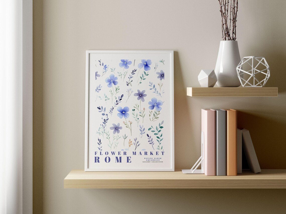 Rome Flower Market Travel Poster, Watercolor Flower Market - Image 2